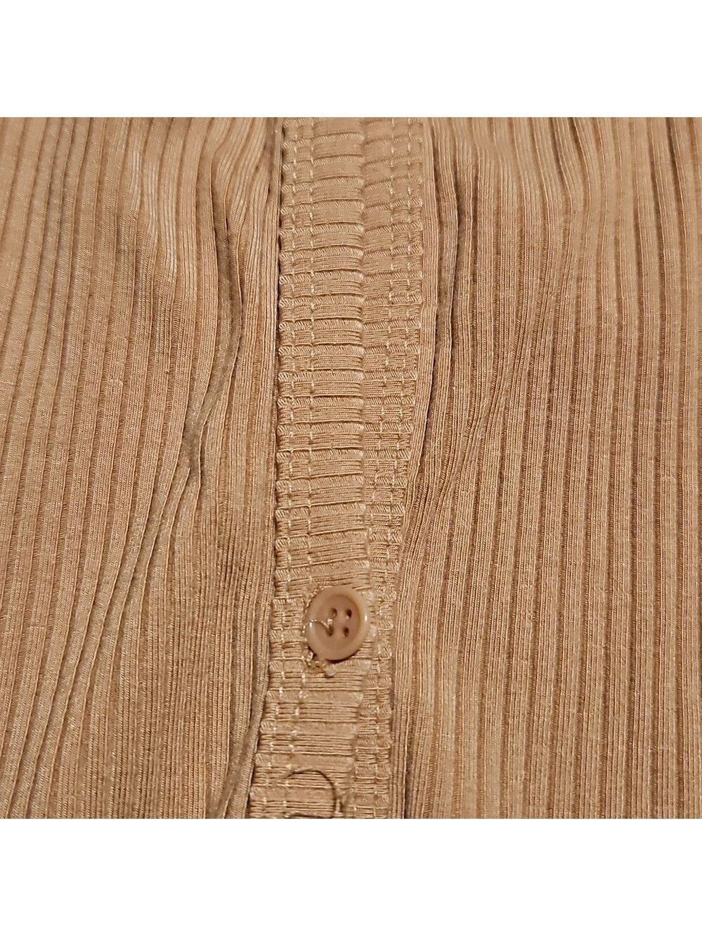 Reformation Encina Ribbed Long Sleeve Henley Bodysuit in Tan Size XXS - Picture 5 of 6